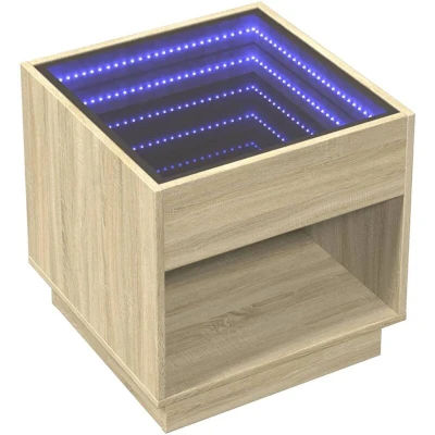Image of vidaXL Coffee Table with Infinity LED Sonoma Oak 50x50x50 cm