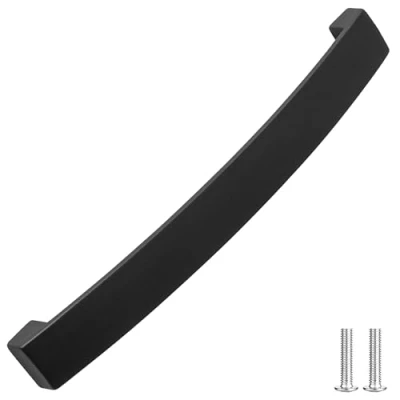 Image of Decoranddecor Brushed, Polished Chrome or Matt Black Kitchen Bathroom Cabinet Door Drawer Furniture Handles (160mm Hole Center, Black)