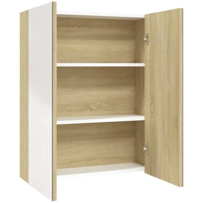 Image of vidaXL Bathroom Mirror Cabinet 60x15x75 cm MDF White and Oak
