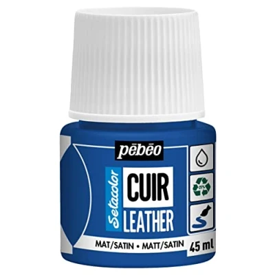 Image of PEBEO Setacolor Leather Acrylic Paint for and Leatherette Customization Bag, Shoe, Sneaker Resistance to scratches, folds, rubbing Matt/Satin finish Ultramarine Blue 45 ml