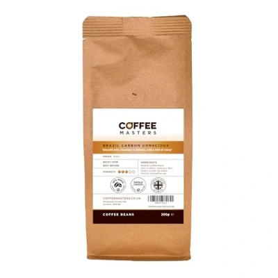 Image of Coffee Masters Brazil Carbon Neutral Beans 200g Single Origin 100% Arabica for a Heavy Bodied Creamy Espresso Medium Roasted Brazilian Ideal Machines