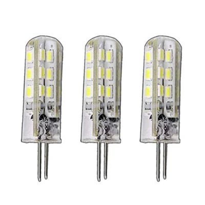 Image of Pack of 3 G4 LED Spotlight Bulbs 1.5 W 24 SMD 12 V DC 125 Lumen 360 Illumination for Dimmer Switches Halogen Shaped Pin Cap Replacement Warm White
