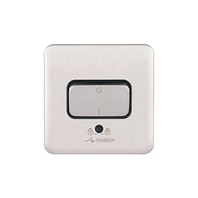 Image of Schneider Electric Lisse Screwless Deco Single Fan Isolator Switch, 3 Pole, 10AX, GGBL1013BSS, Stainless Steel with Black Insert