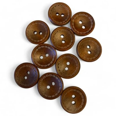 Image of KnitForLess 18mm Brown Wooden Buttons for Sewing Cardigan, 2 Hole (10)