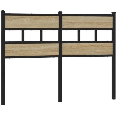Image of vidaXL Headboard Bed 120 cm Sonoma Oak/Iron Classic Bedroom Furniture with Sturdy Metal Legs