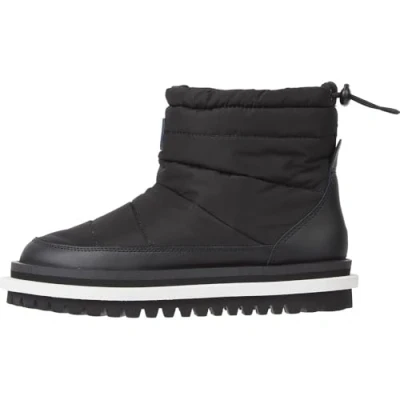 Image of Tommy Jeans Padded FLAT BOOT Platform ankle boots, Women&#039;s, Size: 3.5, Black Leather and textile