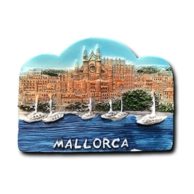 Image of 3D Refrigerator Magnet,Mallorca Spain Souvenirs,Hand Made Travel Sticker Fridge Magnet,Creative Home and Kitchen Decoration Magnetic