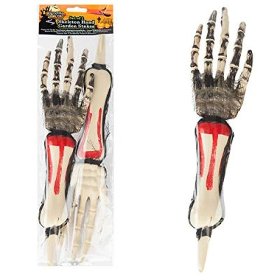 Image of Spooky Multicolor Skeleton Hand Garden Stakes (Pack of 2) Durable &amp; Eye Catching Design Perfect Creepy Accent for Yard/Lawn