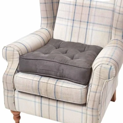 Image of HOMESCAPES Faux Suede Arm Chair Booster Cushion with Supportive Filling, 10cm Lift for Easy Sitting, Good during Pregnancy, Post Operation or Natal Comfort (Grey)