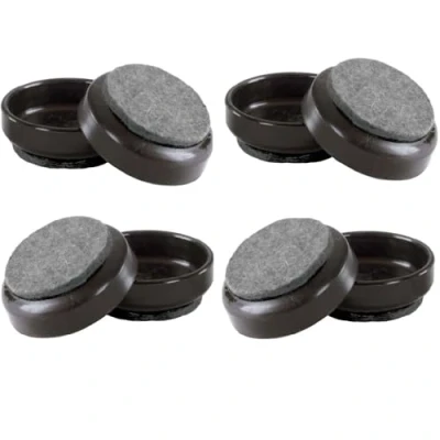 Image of Merriway BH05799 (8 Pcs) Castor Caster Cups with Felt Pad, Outer Dimension 68 mm (2.5/8 inch) Large, Brown Pack of 8 Pieces