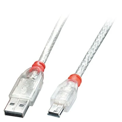 Image of LINDY 3 m Type A to Mini B USB 2.0 Cable Transparent