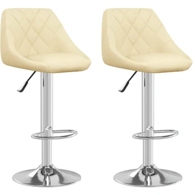 Image of vidaXL Bar Stools 2 pcs Cream Faux Leather