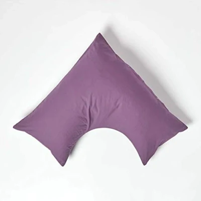 Image of HOMESCAPES Purple Grape Pure Egyptian Cotton V Shape Pillowcase 200 TC 400 Thread Count Percale Equivalent Pillow Case For Nursing Pregnancy and Elderly