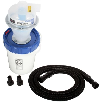 Image of Cen Tec Systems Quick Click Dust Collection Cyclone Separator Kit with 19l Plastic Bin and 3m Connection Hose for Workshop, Woodworking, Fine Debris Vacuum Extractor Filtration