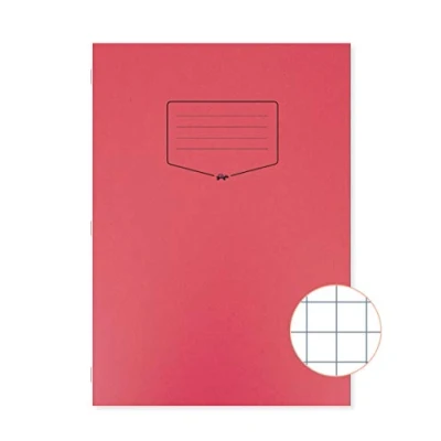 Image of Silvine Tough Shell A4 Exercise Book, 80 Pages 10mm Squares, Red Laminated Cover [Pack of 50] EX146