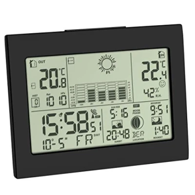 Image of TFA Dostmann Horizon 35.1155.01 Wireless Weather Station with Outdoor Sensor Forecast Radio Controlled Clock Black