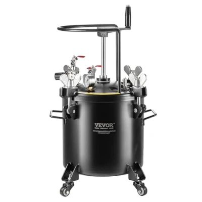 Image of VEVOR Spray Paint Pressure Pot, 20L/5gal Pot Tank, 70 psi Adjustale Pressure, Steel Tank with Casters and Leak Repair Sealant, for Home Decor Industry Painting