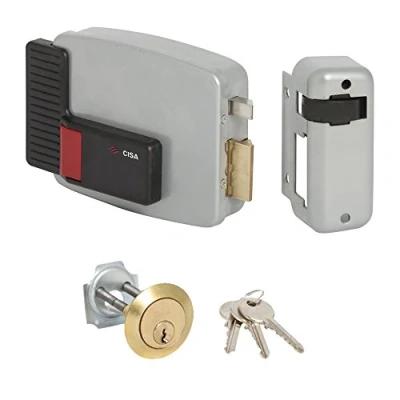 Image of Cisa 111610701 11610 70 1 EEK door lock for attaching a cylinder right 12 V painted, grey aluminium, input