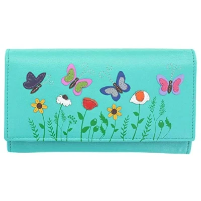 Image of Mala Leather Sophia Collection Purse RFID 3513_42 Turquoise