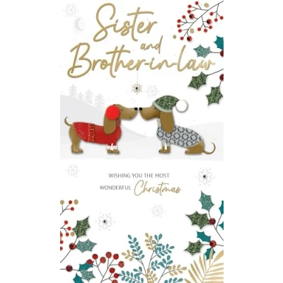 Image of Sister &amp; Brother in Law Embellished Christmas Card Hand Finished Champagne Cards XCDC427