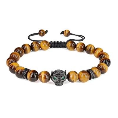 Image of COAI Semi Precious Gemstone Leopard Bracelet for Men Beaded Men, Tiger Eye