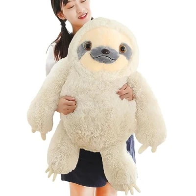 Image of Winsterch Cuddly Sloth Soft Toy Large Stuffed Animal Teddy Baby Doll Birthday Gifts,Plush (Ivory, 27.5 inches)