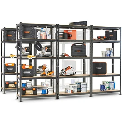 Image of VonHaus Garage Shelves 5 Tier Heavy Duty Racking with Massive 875kg Capacity, 175KG per Shelf Durable Metal Shelving for Garage, Shed and Workshop Storage 180cm x 90cm 40cm Pack