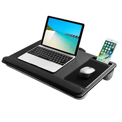 Image of Lightweight Lap Desk Laptop Tray with Pillow Cushion, Stand Built in Mouse Pad/Wrist Rest/Phone Slot, Size up to 17 Inches, For Sofa and Bed