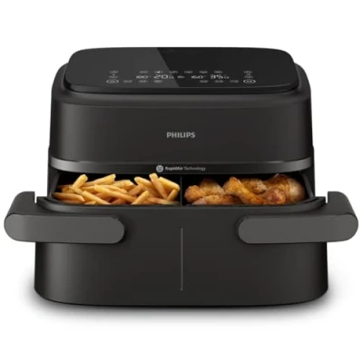 Image of Philips Dual Basket Airfryer 1000 Series 7.1L Capacity, RapidAir Technology, 10 Cooking Functions, 90% Less Fat, Compact Design, HomeID Recipe App (NA154/09)
