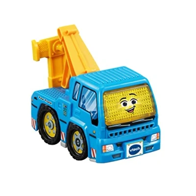 Image of VTech Toot Drivers Tow Truck, Toy Car for 1 Year Old, Pretend Play Vehicle with Lights &amp; Sounds, Interactive Toddlers 12 Months, 2, 3, 4 +, English Version,Blue,Small