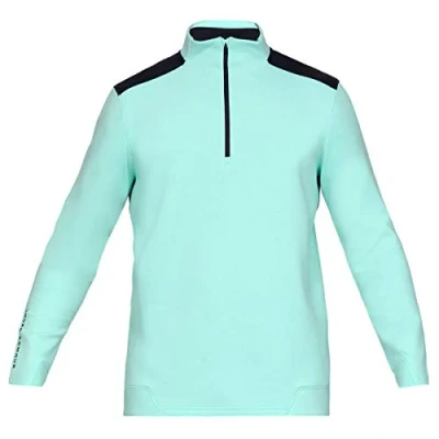 Image of Under Armour Storm Play Off Mens Cold Gear Loose Turquoise Golf Top 1325277 361 Cotton Size Large