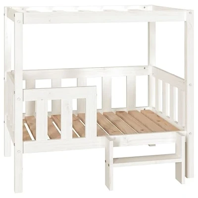 Image of vidaXL Solid Pine Wood Dog Bed in White Comfortable and Stable Design 95.5x73.5x90 cm Ideal for Minimalist Living Areas