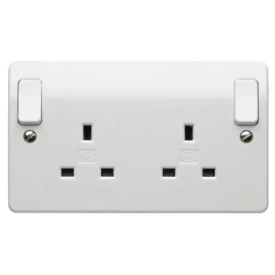 Image of Mk K2746CEWHI 13A 2g Double Pole Switch Socket with Out Rockers