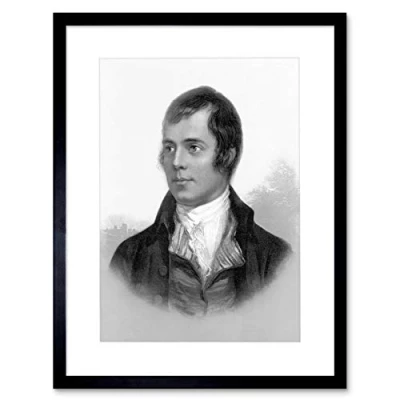 Image of Wee Blue Coo Portrait Of Robert Burns Ayr Scotland Old BW Photo Picture Framed Wall Art Print
