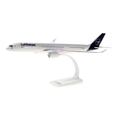 Image of herpa 612258 Airbus A350 900, Lufthansa Passenger Aeroplane, Wings, Model Aeroplane with Stand, Aviator, Making, Miniature Models, Collector&#039;s Item, Plastic, 1:200 Scale