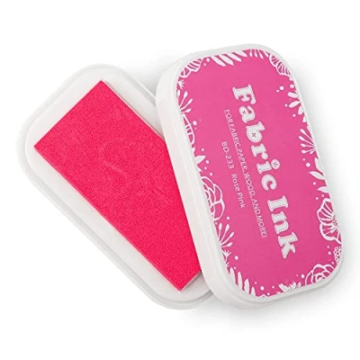 Image of Fabric Ink Pad, Washable Craft Pads for Stamping, Permanent Stamps Partner DIY Color Card Making, Finger Prints Art (233 Pink)