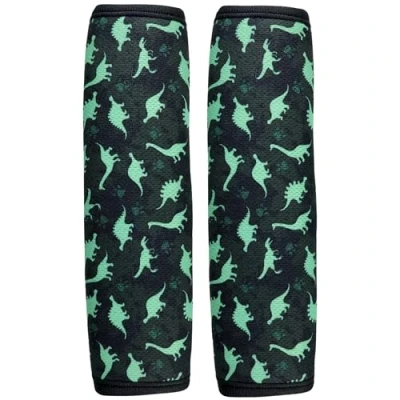 Image of HECKBO 2X Kids Car Seat Belt Pads Protectors Dinosaur for and Babies Ideal Any Booster Bicycle