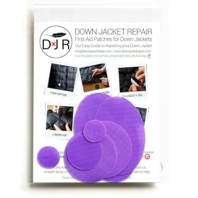Image of Down Jacket Repair Patches: Easy to Use, Pre Cut, Self Adhesive, Waterproof, Tear Resistant Ripstop Nylon Fabric for Repairing Clothing, Sleeping Bags, Tents, Outdoor Gear Lilac