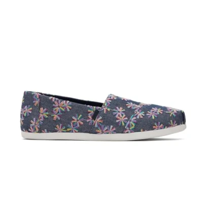 Image of TOMS Women&#039;s Alpargata Cloudbound Loafer Flat , Navy Multi Embroidered Floral,3.5 UK