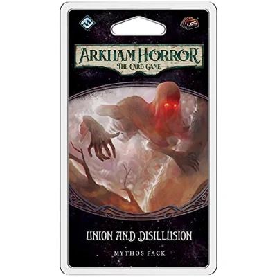 Image of Fantasy Flight Games Arkham Horror The Card Game: Mythos Pack 4.4. Union and Disillusion Game Ages 14+ 1 to 4 Players 60 120 Minutes Playing Time