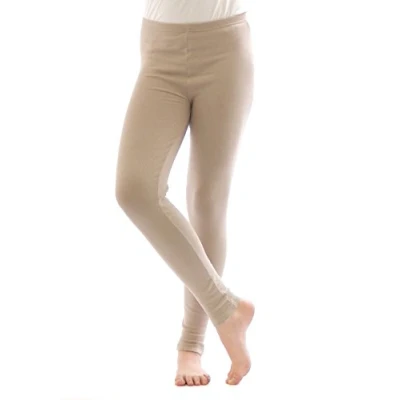 Image of Cotton Fleece Thermal Leggings Long Warm Thick Soft Beige 8