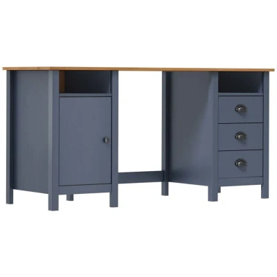 Image of vidaXL Desk Hill Grey 150x50x74 cm Solid Pine Wood