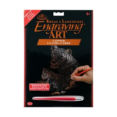 Image of Royal &amp; Langnickel Copper Engraving Art A4 Size Lioness and Cub Designed Painting Set