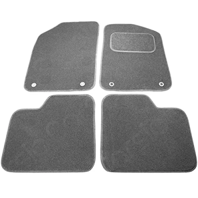 Image of Carsio Carpet Car Mats For Fiat 500 2012 onwards 4 Piece Set with Clips Tailored Fit Floor Mat Complete Accessory Black Custom Fitted All Weather, Anti Slip Backing &amp; Trim