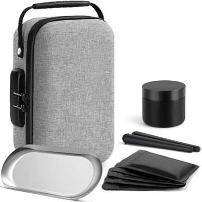 Image of Betoores Smell Proof Bag with Accessories, Lockable Container Stash Box 5 Baggies, 2 Doob Tube, jar and Storage Tray