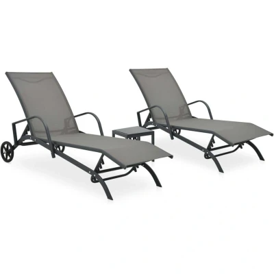 Image of vidaXL Sun Loungers 2 pcs with Table Textilene and Steel