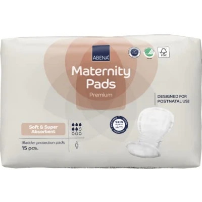 Image of ABENA Premium Maternity Pads, Postpartum Essentials, Eco Labelled Pads After Birth, Extra Protection, Breathable and Skin Friendly Incontinence Women, Sustainable 15PK