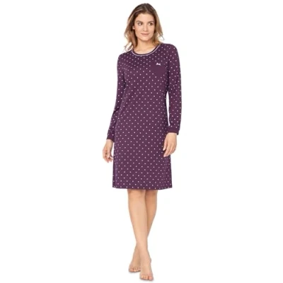 Image of e.Femme® Marion 850 women&#039;s nightdress made from 50% cotton and modal, aubergine, 18