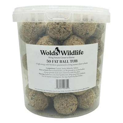Image of Wolds Wildlife, Premium Wild Bird Suet Fat Balls, High in Energy 50 x 80g tub