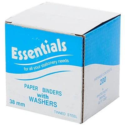 Image of Whitecroft Paper Binders Tinned Steel with Washers 38mm Ref 36331 [Pack 200]